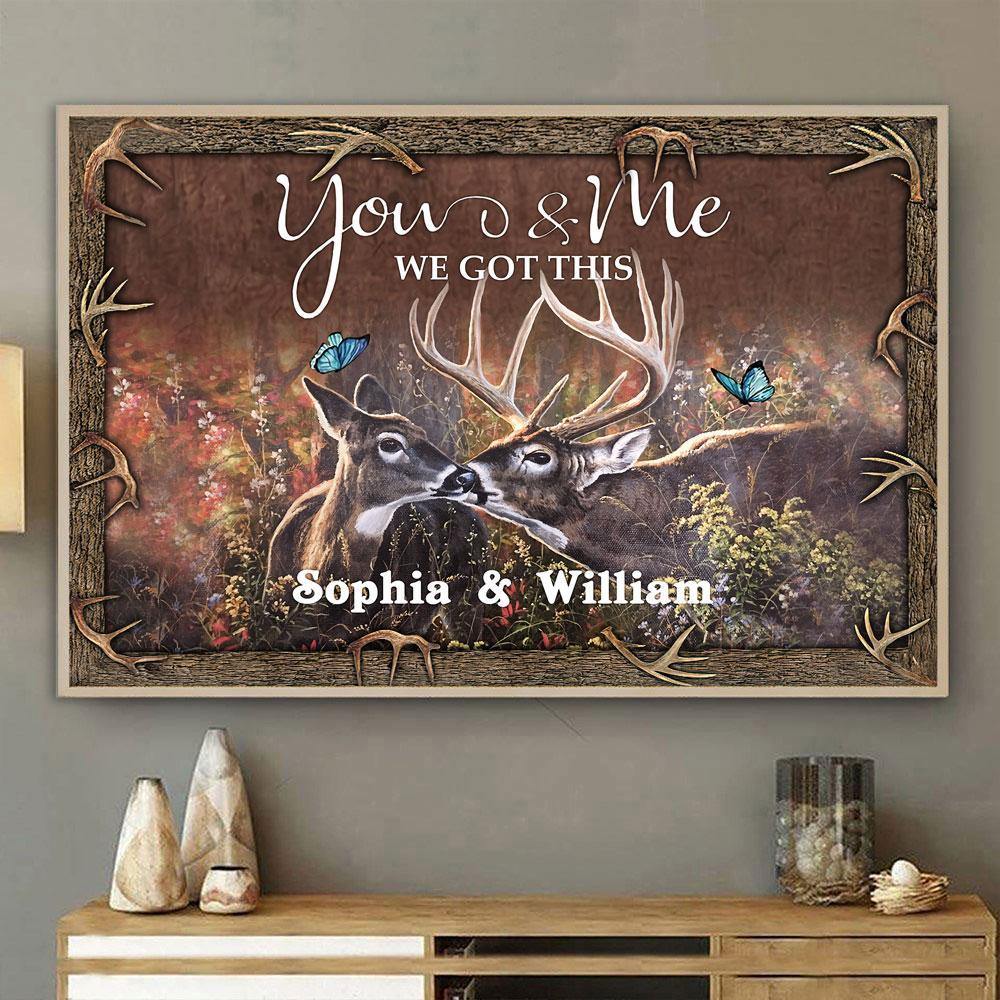 [Personalized Name] You & Me We Got This Deer Hunting – Gift For Family, Lovely Gift , Gift For Home Decor – Horizontal Canvas Matte Canvas Wall Art