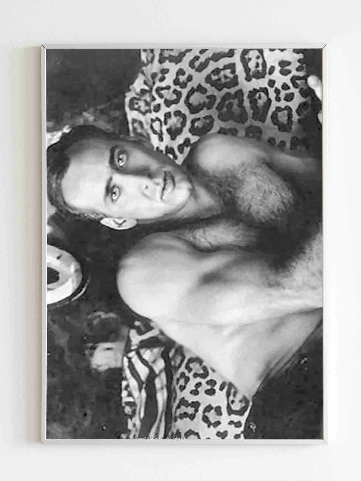 Nicolas Cage Leopard Black And White Poster