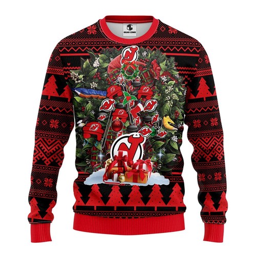 New Jersey Devils Tree Christmas Gift For Fan Ugly Wool Sweater Christmas