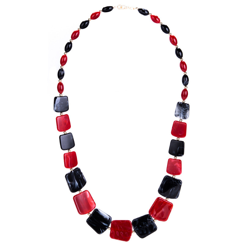 Ahmed New Maxi Statement Long Beads Necklaces Collier Fashion Spring Acrylic Geometric Pendant Collar Necklace for Women alx