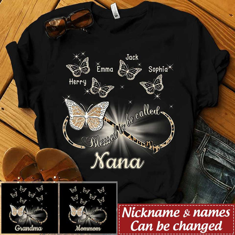 Personalized Grandma Butterfly Blessed To Be Called Nana T-Shirt