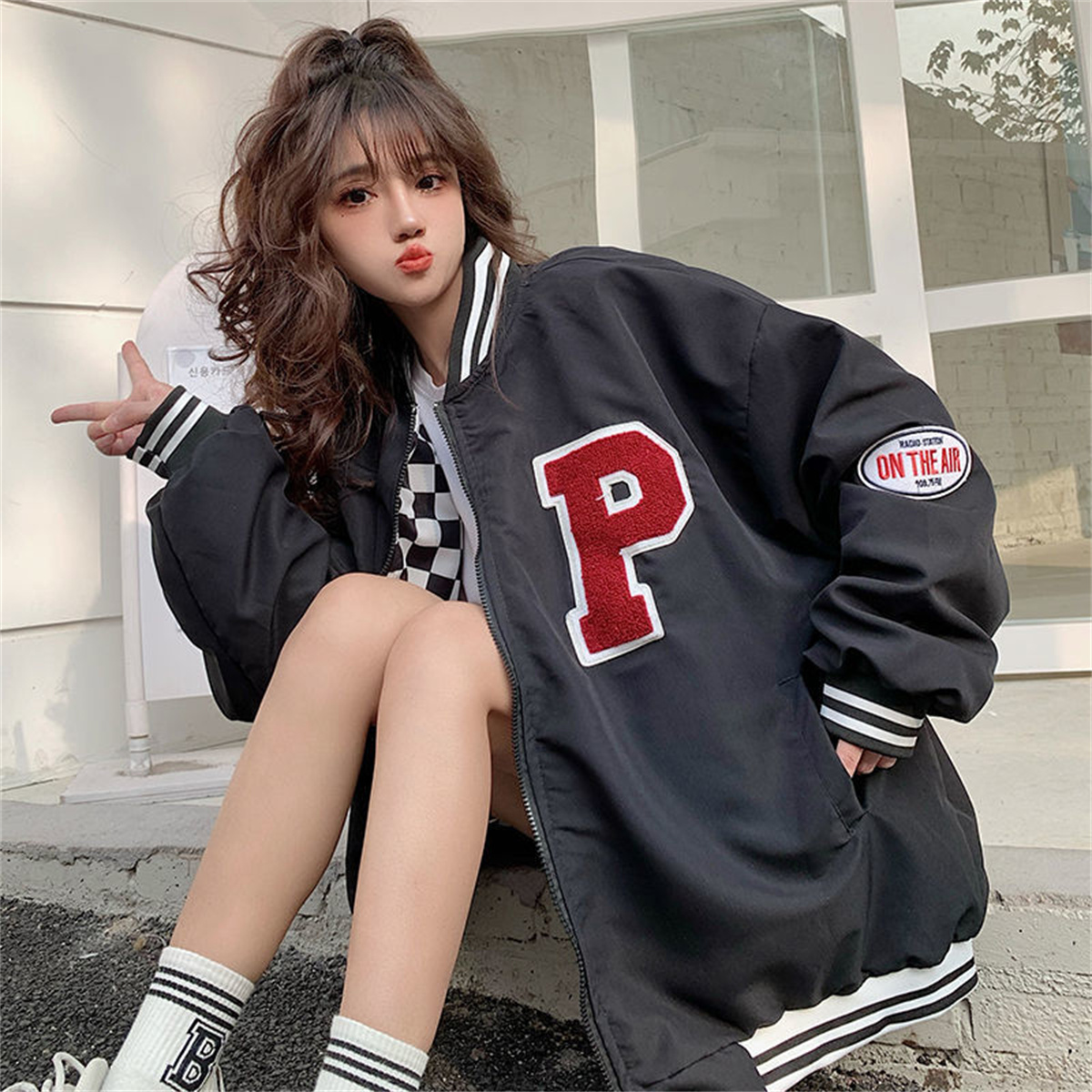 White Loose Boyfriend Jacket Women Fashion Oversize Spring Tops Autumn Harajuku Sweatshirt Cool Clothes High Street Jacket Girl alx