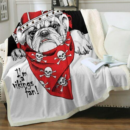 Viking Dog Animal Bulldog Fleece Blanket Sherpa Blanket, Custom Blankets, Blanket Sofa Bed