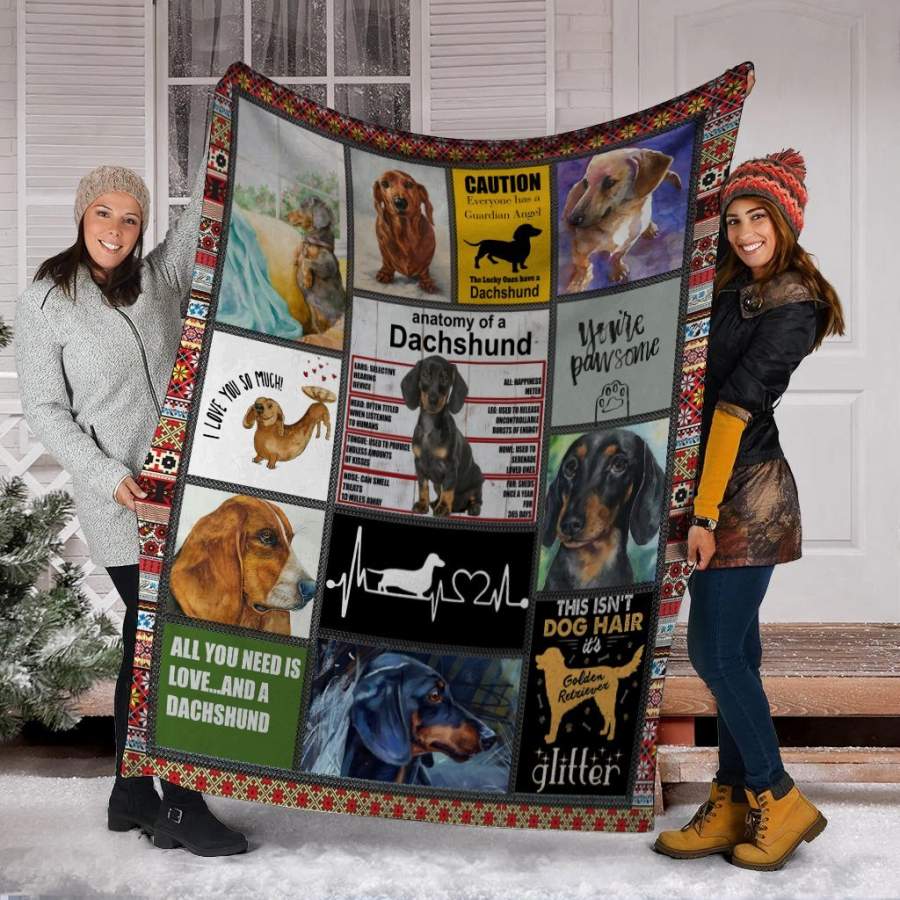 Dog Blanket Anatomy Of A Dachshund Doxie Weiner Dog Fleece ...