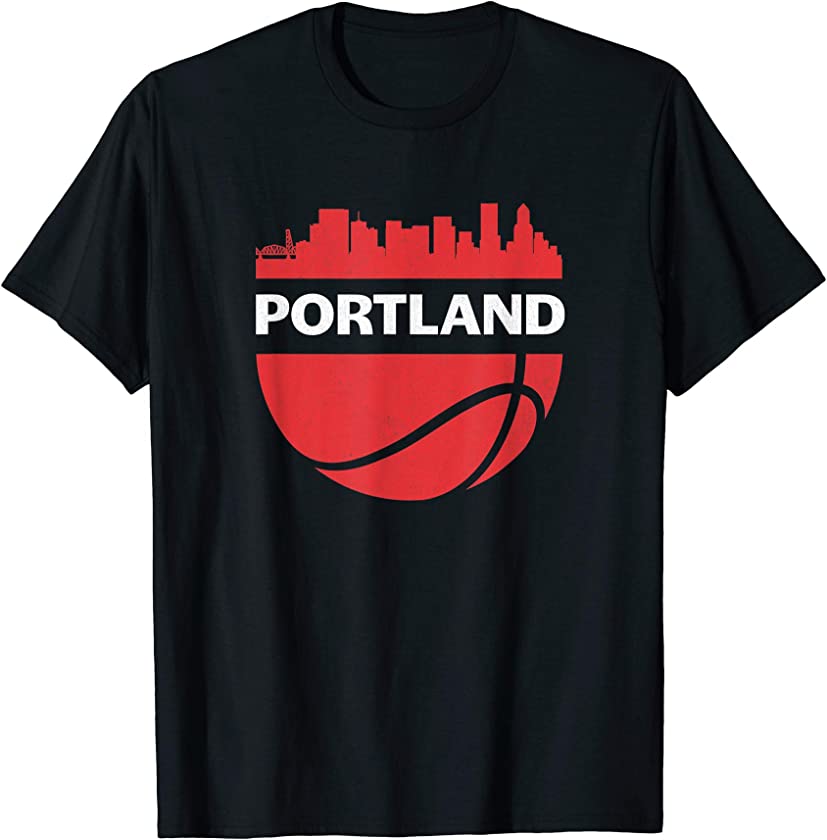 Vintage Portland Oregon Cityscape Basketball T-Shirt