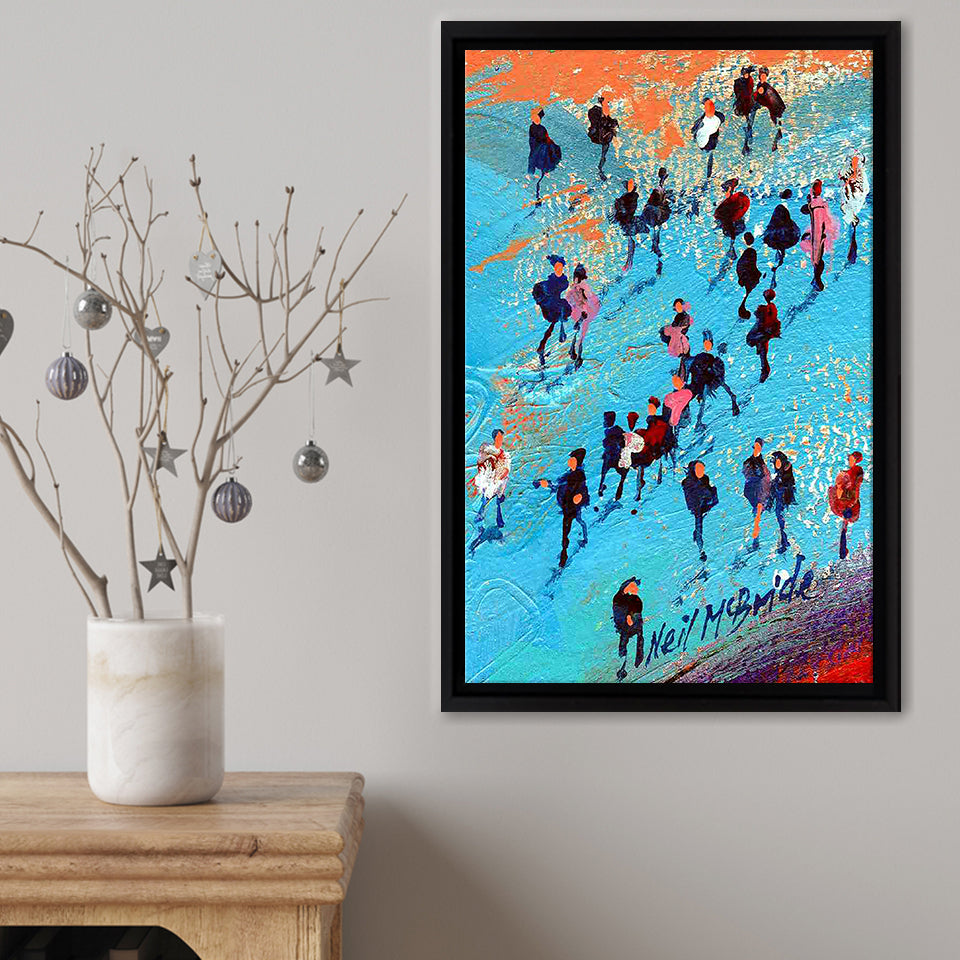 Low Tide Walk – Miniature Landscape Framed Canvas Print – Canvas Painting, Canvas Art, Wall Art, Wall Decor