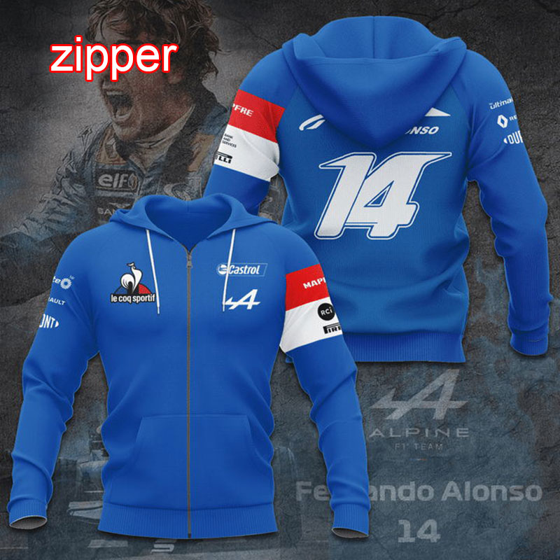 2022 Alpine F1 Formula One Racing Teams Men Zipper Hoodie Spring Autumn Women Sweatshirt New Fashion Children Jackets Coat alx