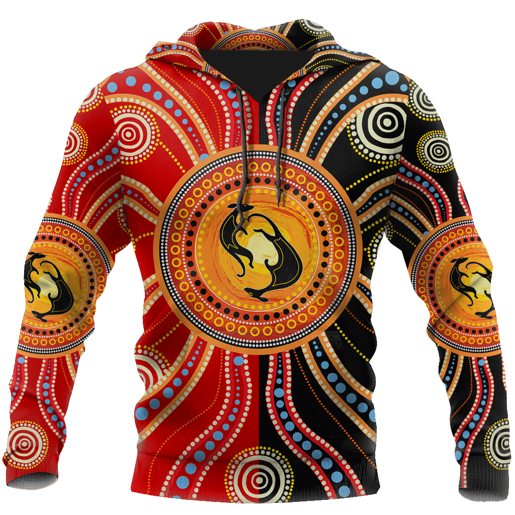 Aboriginal Kangaroo Australia Indigenous Painting Art Hoodie For Men And Women