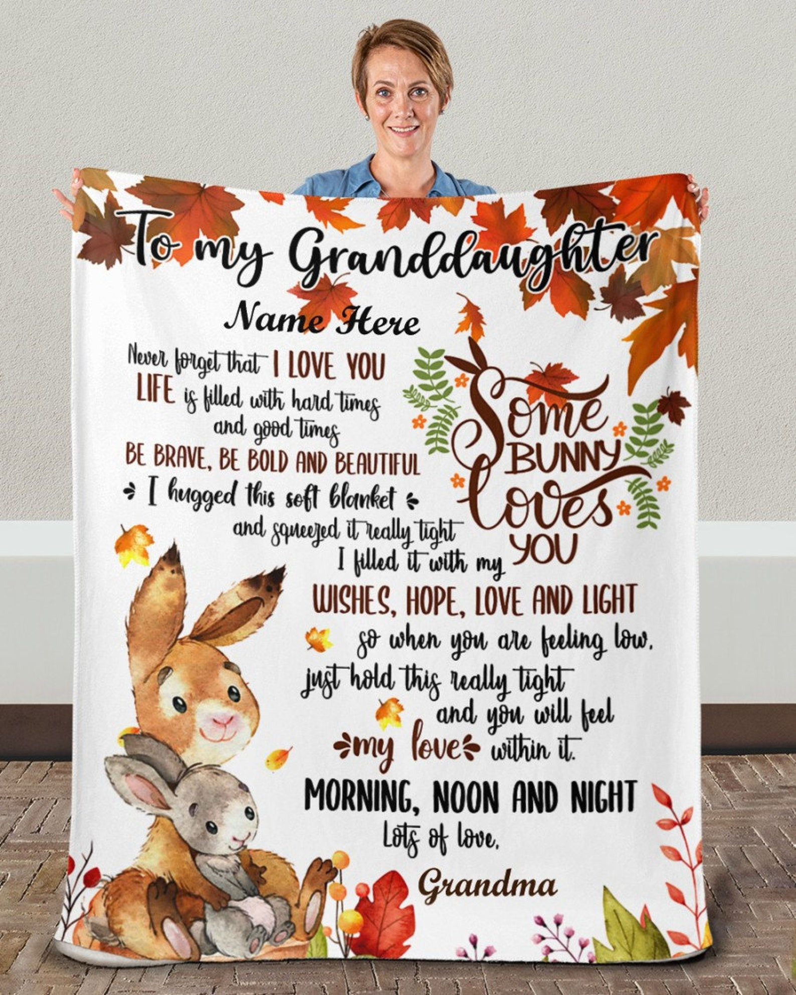 Personalized To My Granddaughter Bunny Fleece Blanket For Granddaughter From Grandma Never Foget That I Love You Great Customized Blanket For Birthday Sherpa Fleece Blanket