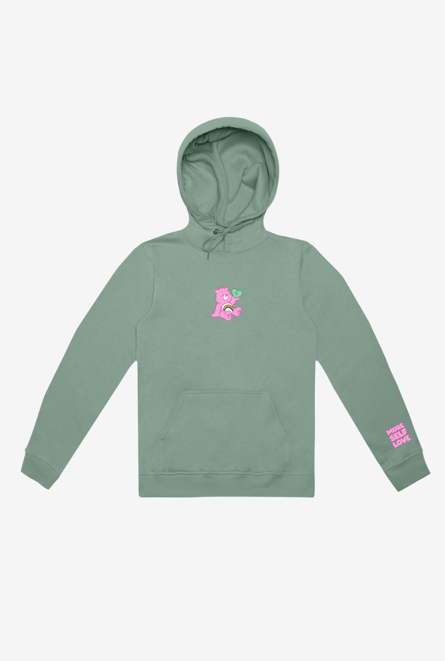 Cheer Bear More Self Love Hoodie – Sage