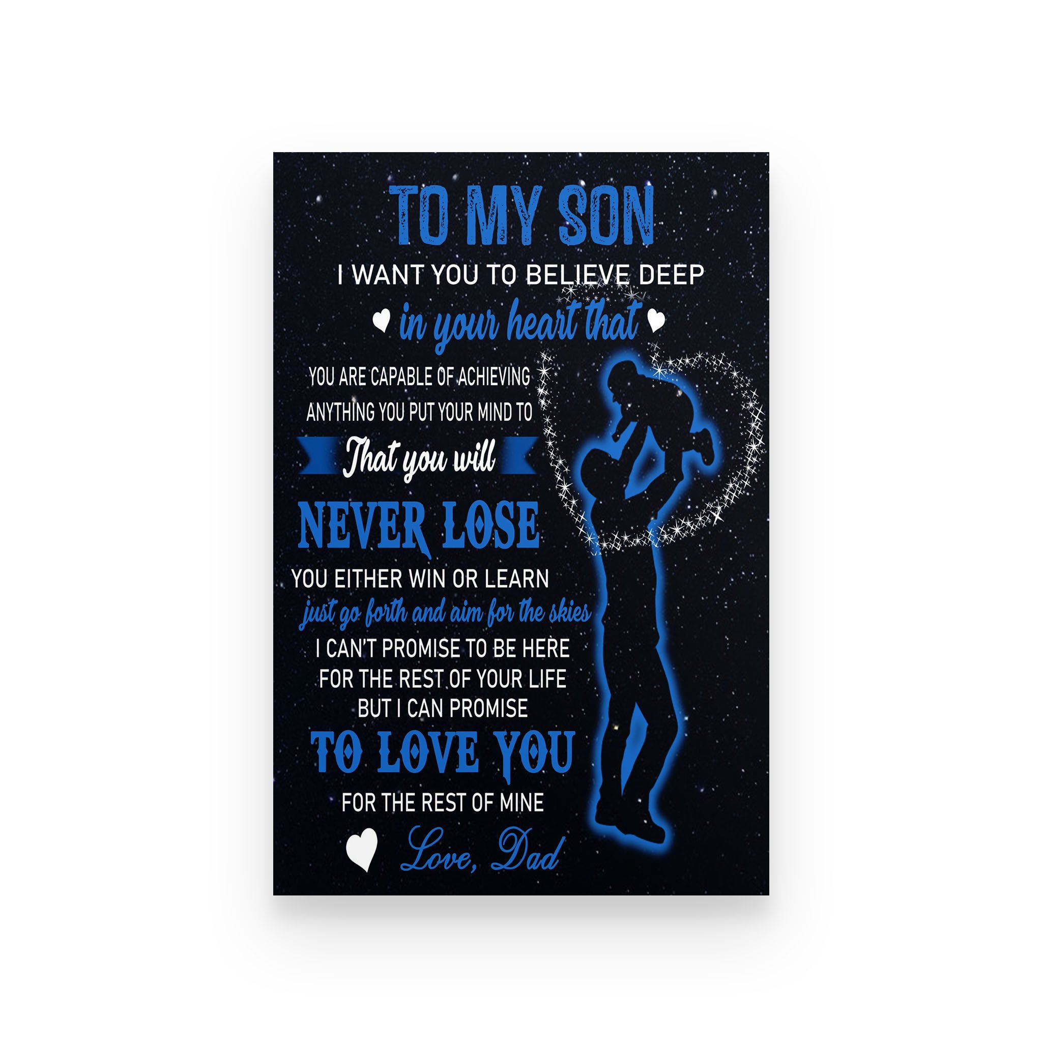 Family poster dad to son  never lose