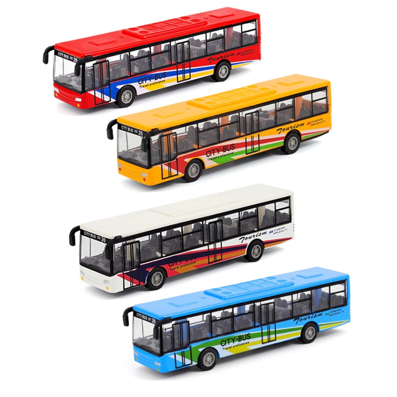 Simulate Exquisite Interesting Bus Toys with Pull Back Function Action for Toddler Die Cast for over 3 Years Old Kids D5QA alx