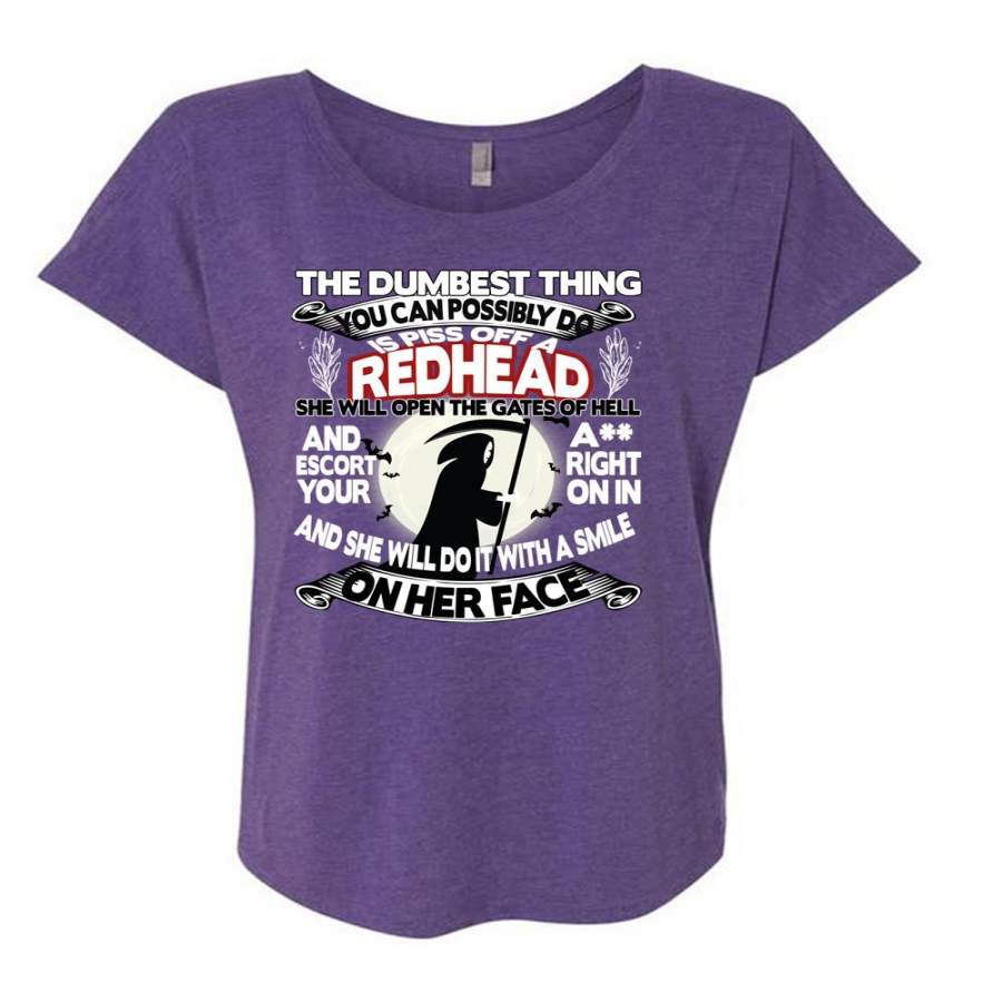 You Can Possibly Do Is Piss Off A Redhead T Shirt, I Love Hair Stylist T Shirt, Cool Shirt (Ladies’ Triblend Dolman Sleeve)