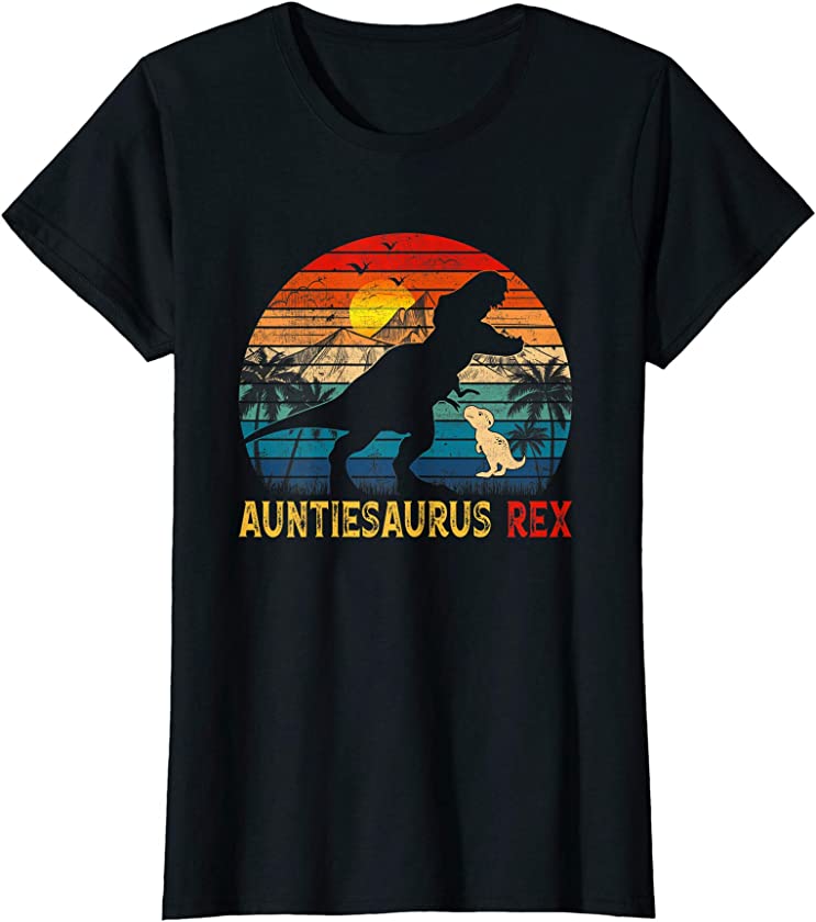 Womens Retro Vintage Auntiesaurus Rex Gifts Family Mother’s Day T-Shirt