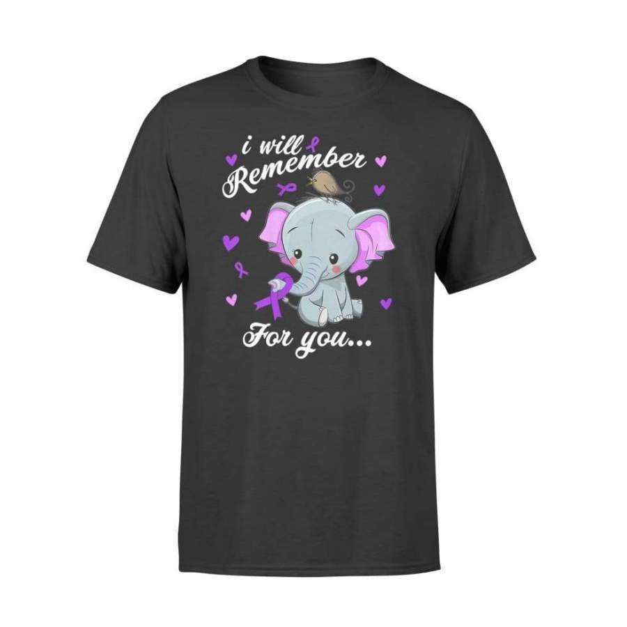 Womens I Will Remember For You End Alzheimer’s Elephant – Standard T-shirt