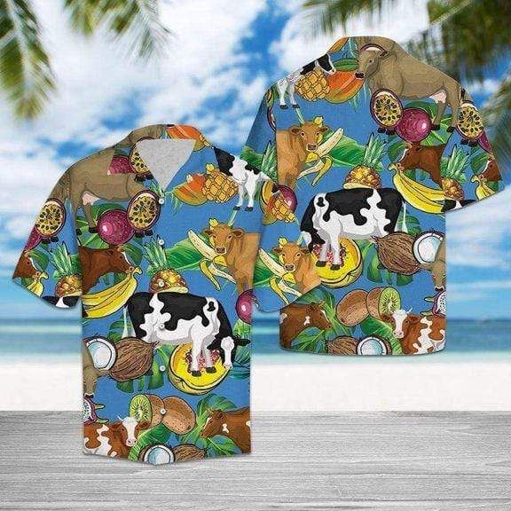 Cow Tropical Fruits Hawaii Aloha Shirts Ha62179