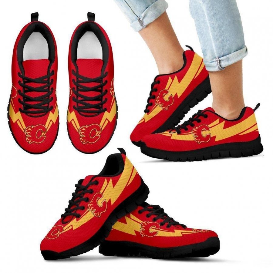 Three Amazing Good Line Charming Logo Calgary Flames Sneakers #440