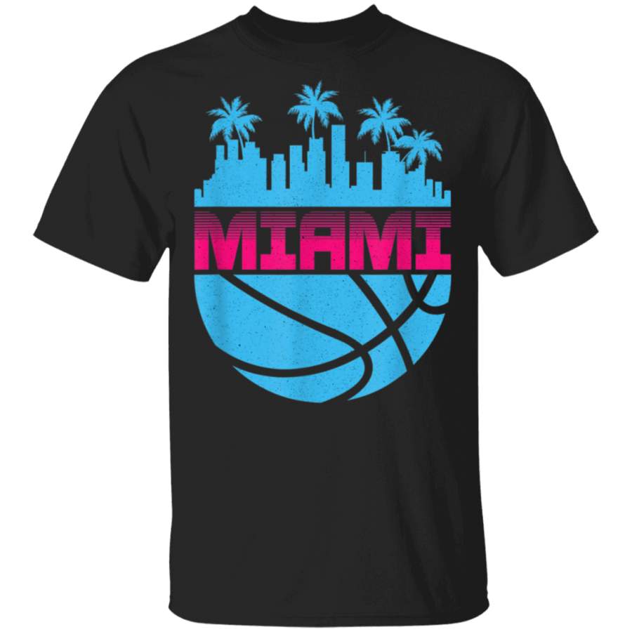 Vintage Miami Florida Cityscape Retro Basketball 80’s T-Shirt