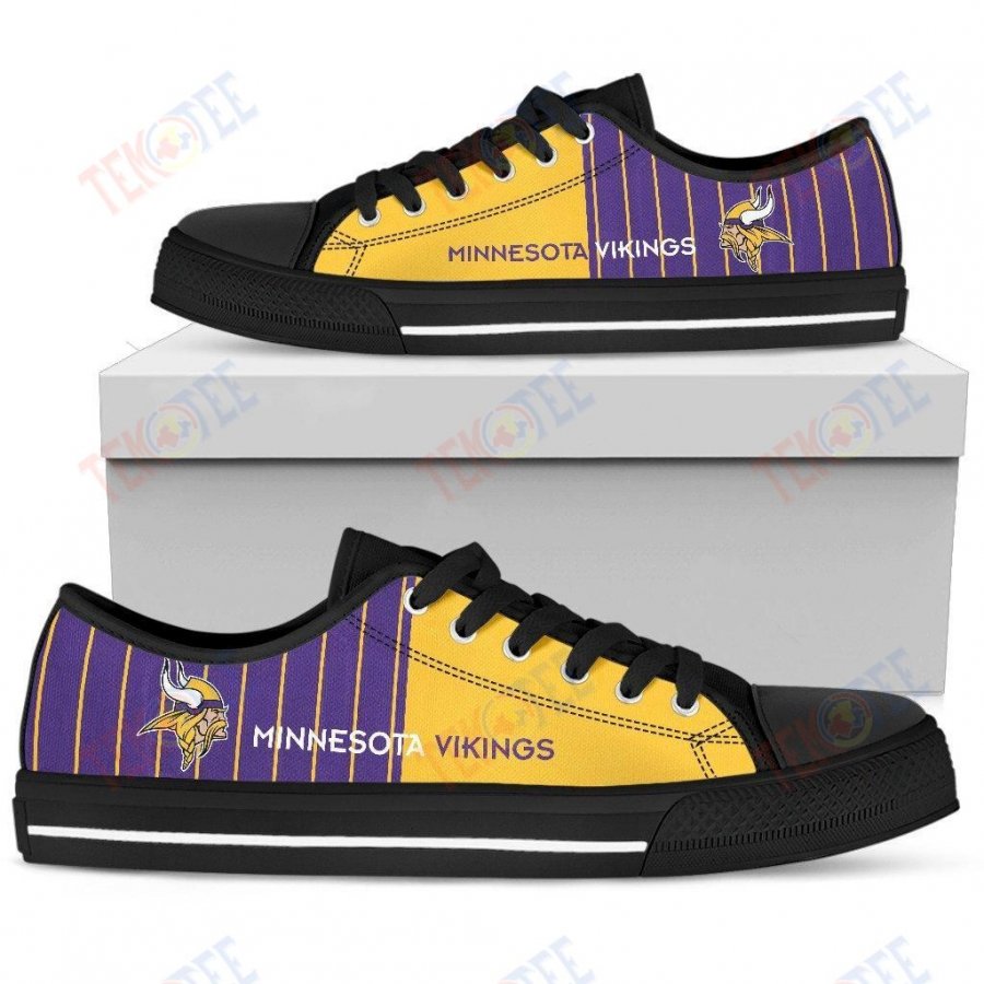 Mens Womens Minnesota Vikings Simple Design Vertical Stripes Low Top Shoes Custom Print Footwear Convers Sneakers TMT675