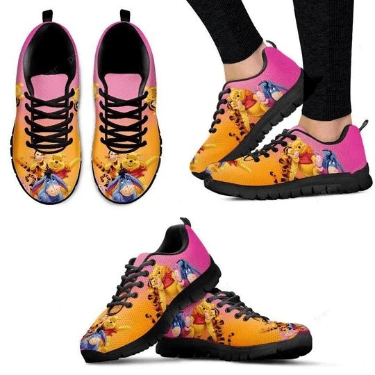 Eeyore Winnie The Pooh Ver8 Print Sneakers, Women’S Sneakers, Handmade Crafted Sneaker Black Shoes Birthday Gift Fashion Fly Sneakers