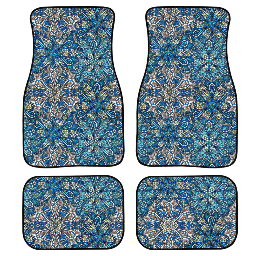 Boho Chic Mandala Floral Print Front And Back Car Floor Mats, Front Car Mat