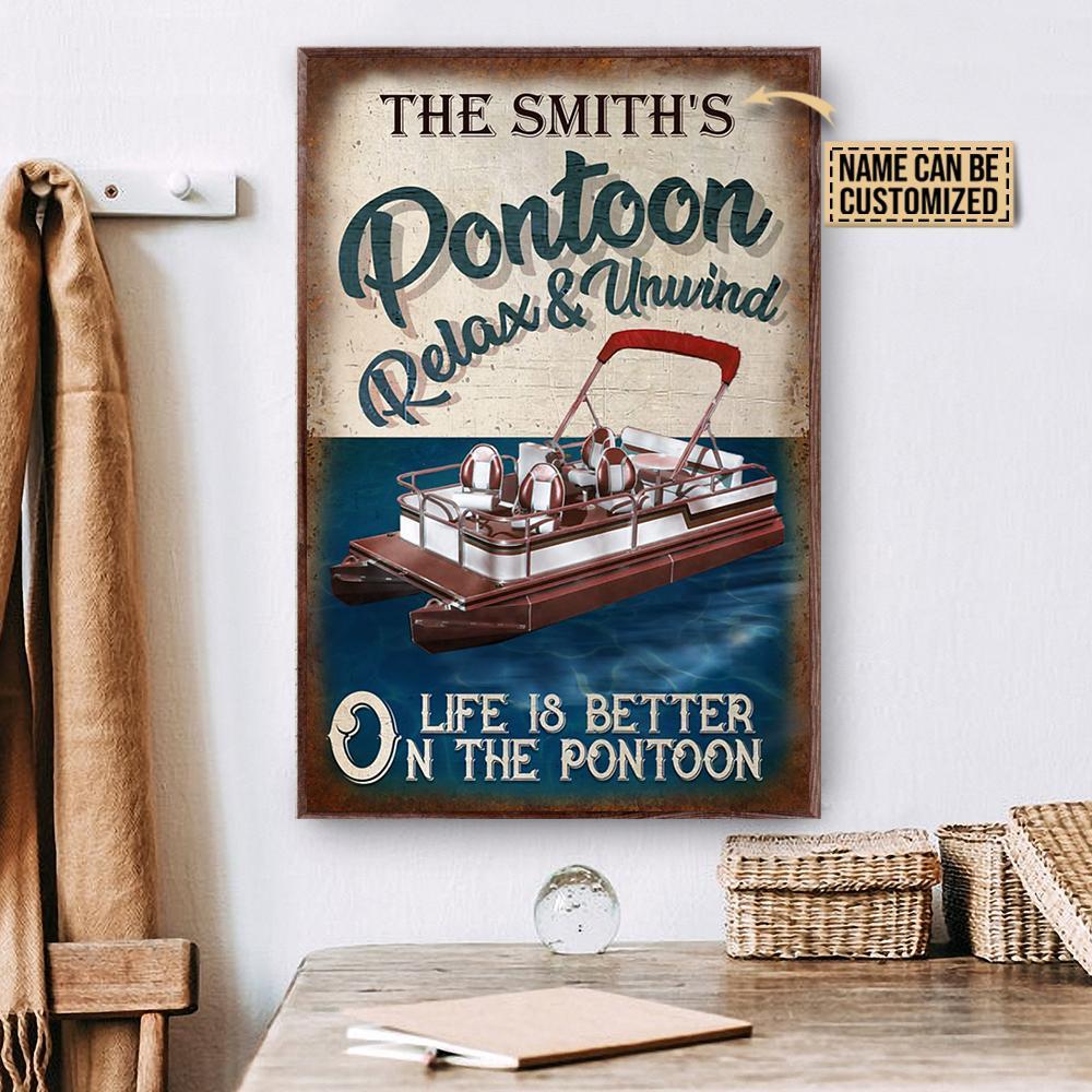 Aeticon Gifts Personalized Pontoon Life Is Good Canvas Mom Dad Gift Home Decor