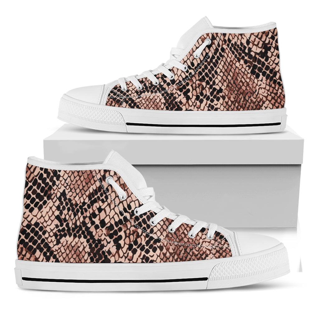 Watercolor Snakeskin Print White High Top Shoes