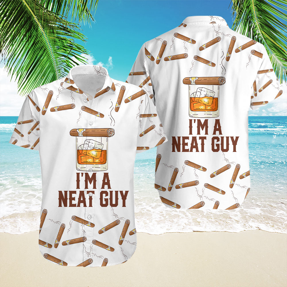 Bourbon Whiskey Cigars Im A Neat Guy Aloha Hawaiian Shirts For Men & For Women | Hw4284
