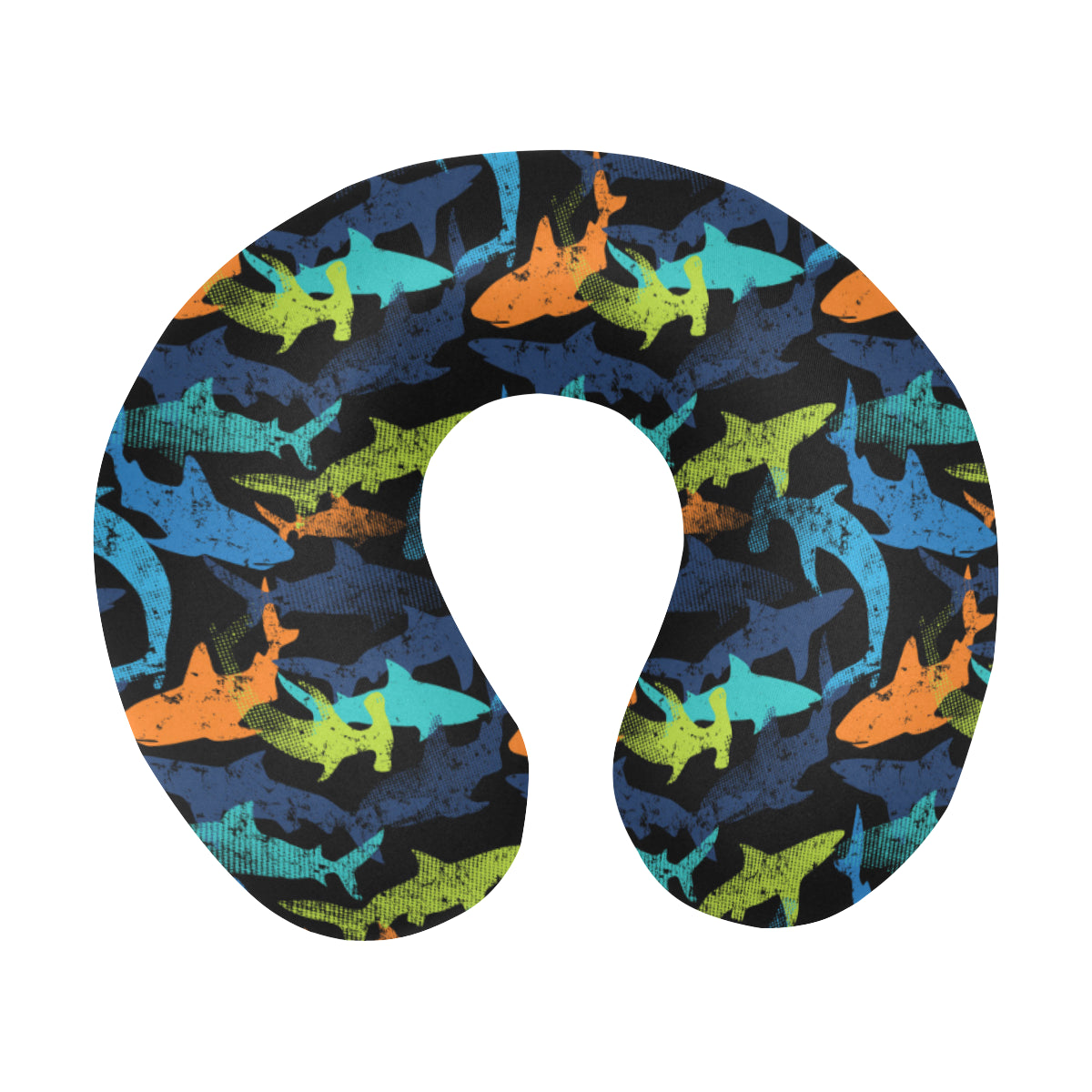 Colorful Shark U-Shaped Travel Neck Pillow