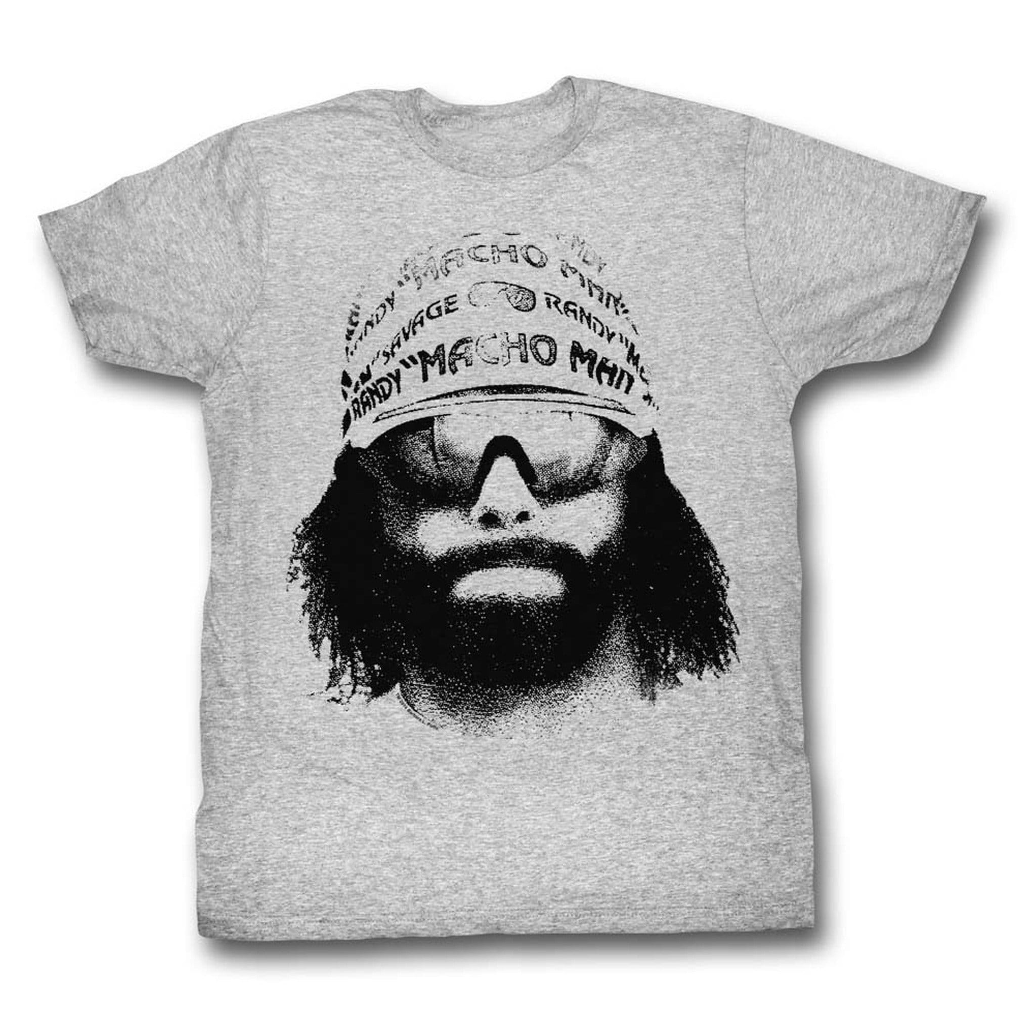 Macho Man Face Gray Heather Adult T-Shirt