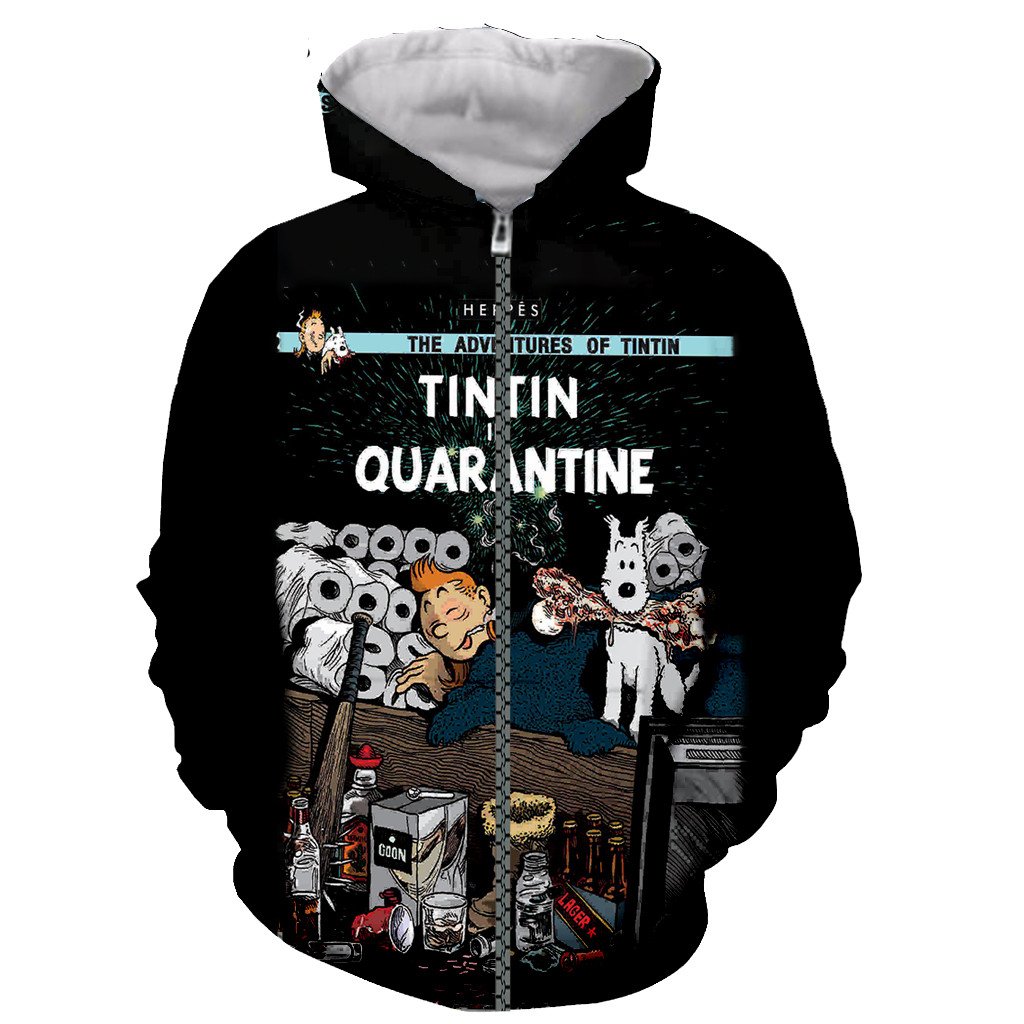 The Adventures of Tintin 3D Printed Zipper Hoodies Pullovers