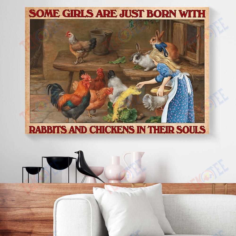 Canvas Artwork Some Girls Are Just Born With Rabbits And Chickens In Their Souls Horizontal Canvas Wall Art Glamorous Wall Art Home Decor