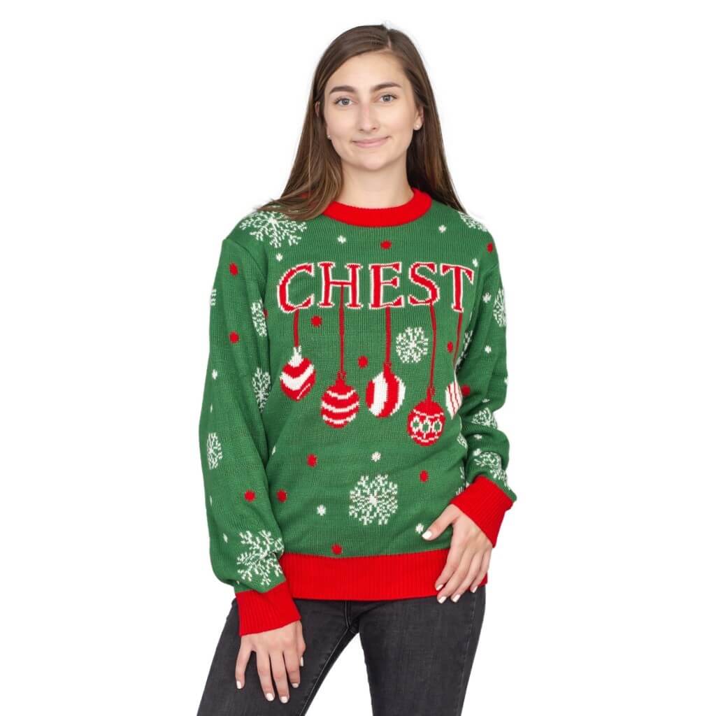 Women’S Chest Snowflakes Christmas Tree Ugly Christmas Sweater