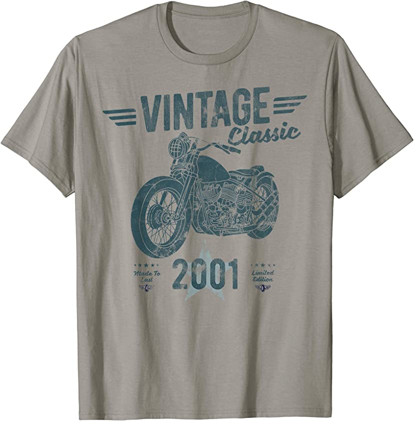 Vintage, Born 2001, 20th Birthday, Classic Retro Motorbike T-Shirt