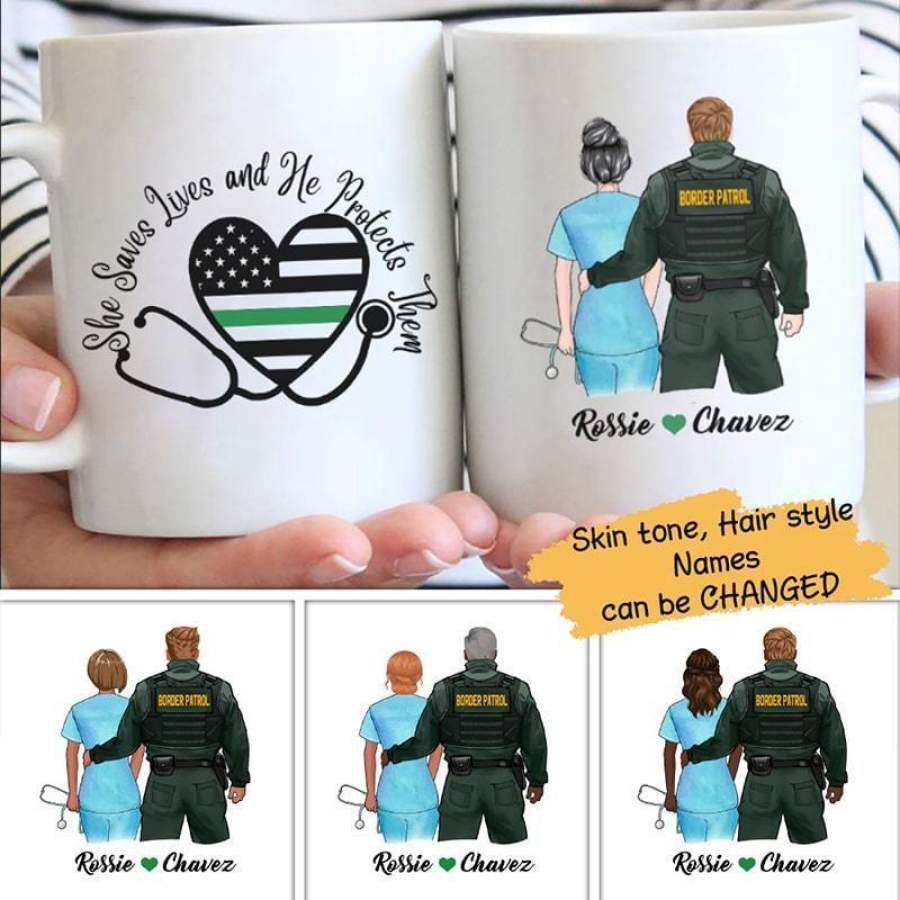 Thin Green Line x Nurse Couple Personalized Mug