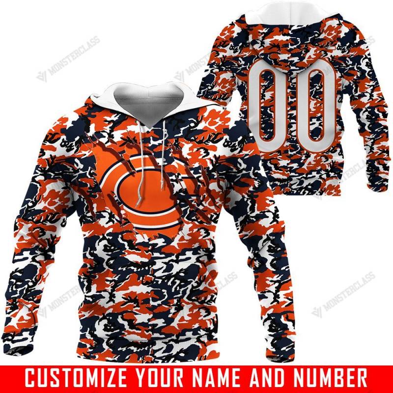 Chicago Bears – Camo v2 – CUSTOMIZE NAME AND NUMBER – HOT SALE 3D PRINTED – NOT IN STORE