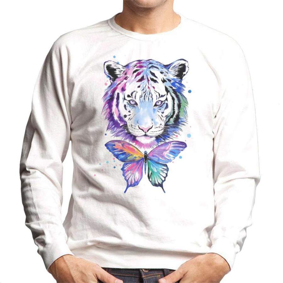 Watercolour Tiger And Butterfly Men’s Sweatshirt