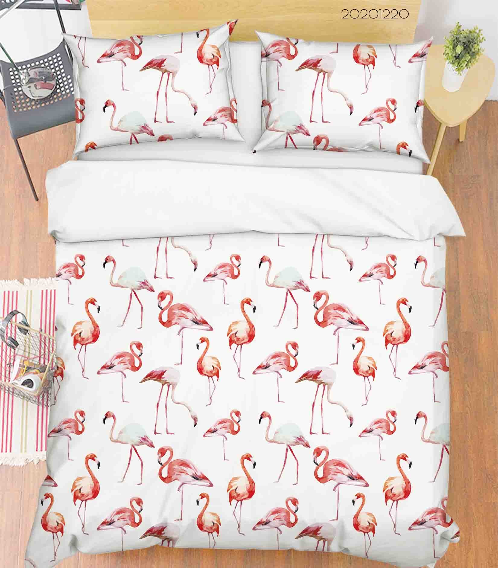 3D Hand Drawn Animal Flamingo Quilt Cover Set Bedding Set Duvet Cover Pillowcases 104