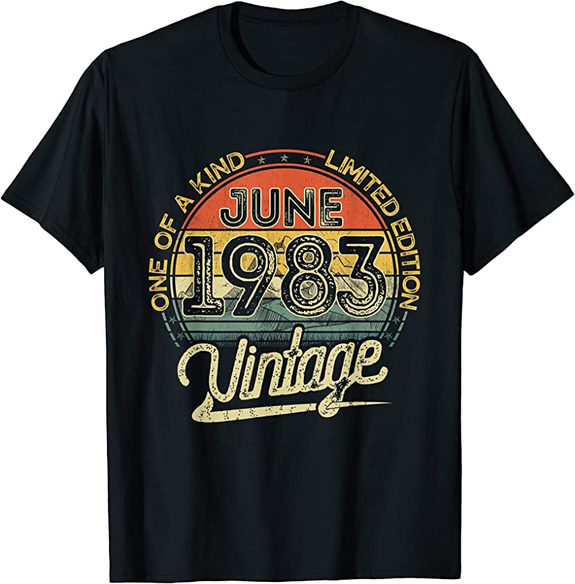 Vintage Retro June 1983 38th Birthday Gift 38 Years Old T-Shirt