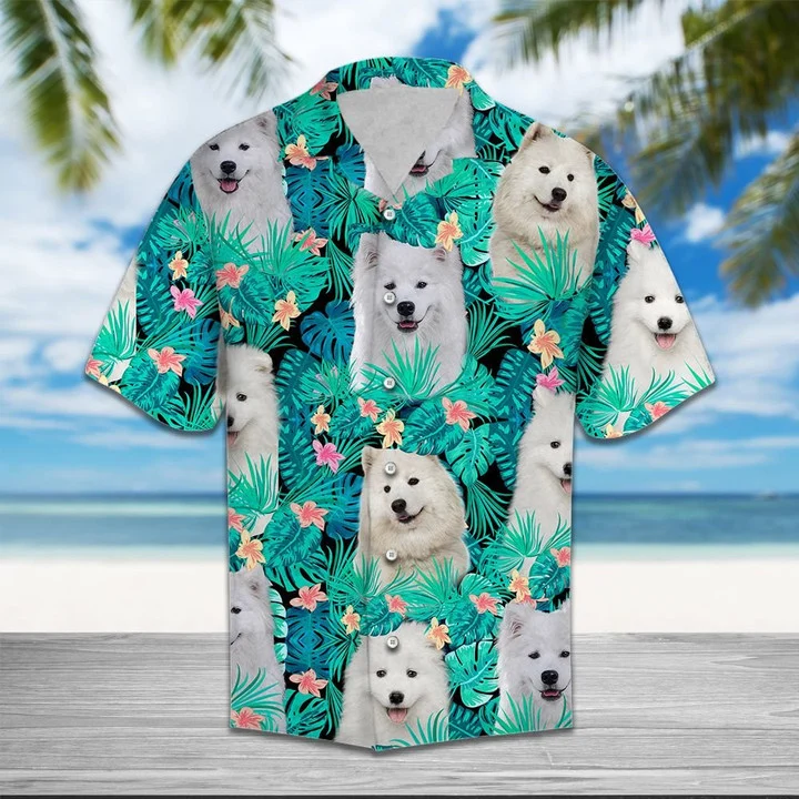 Samoyed Lost In Summer Vibes Tropical Palm Leaves Hawaii Shirt Ha28877