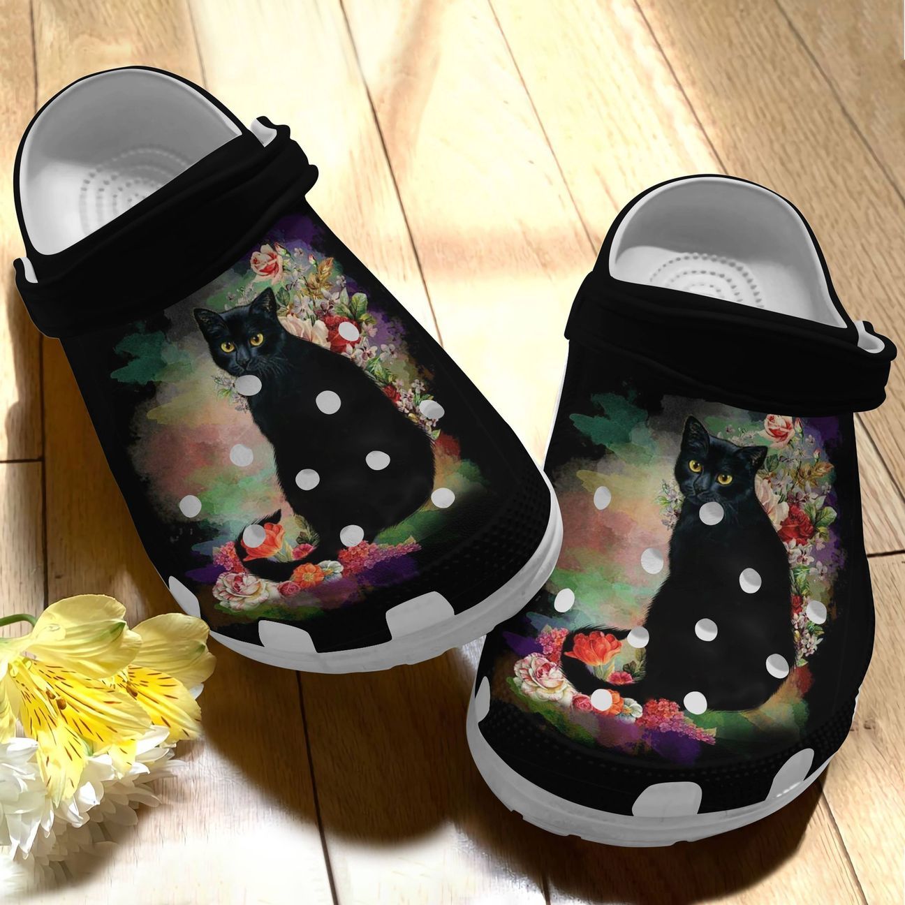 Black Cat Personalize Clog, Custom Name, Text, Fashion Style For Women, Men, Kid, Print 3D Black Cat Art