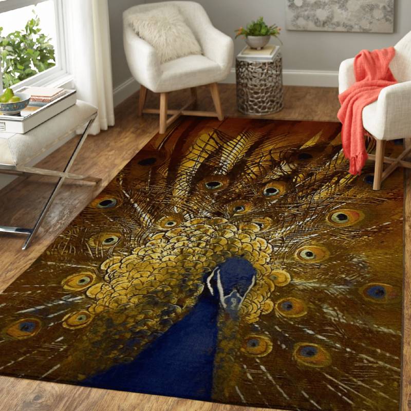 Golden Peacock – Animals Area Rug Carpet