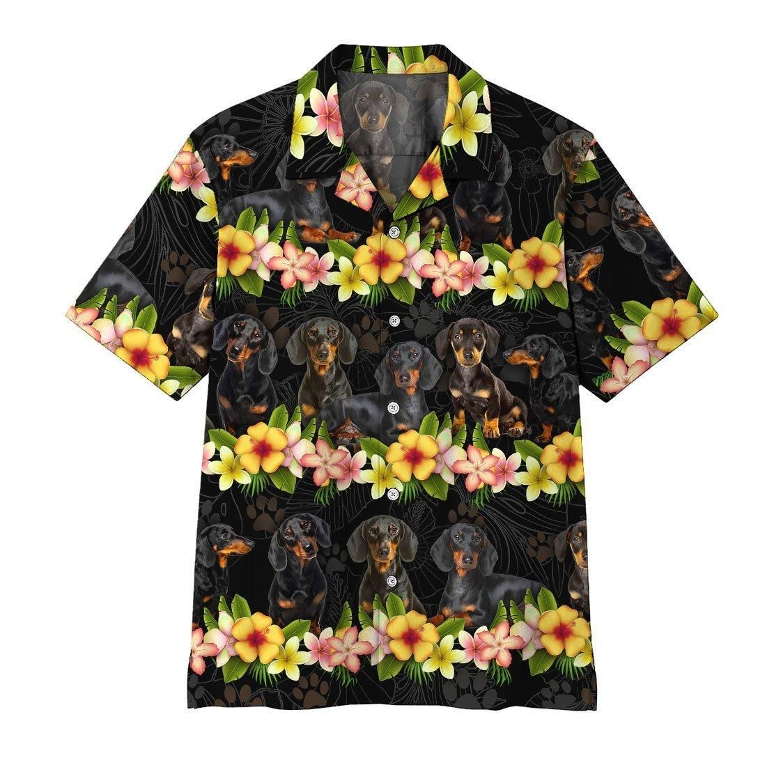 3D Dachshund Aloha Hawaiian Shirt Colorful Short Sleeve Summer Beach Casual Shirt For Men And Women