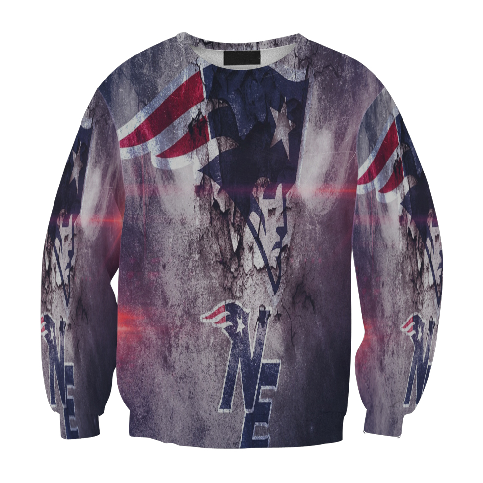 New England Patriots Crack Purple Wall Gift For Fan 3D Full Printing Sweatshirt