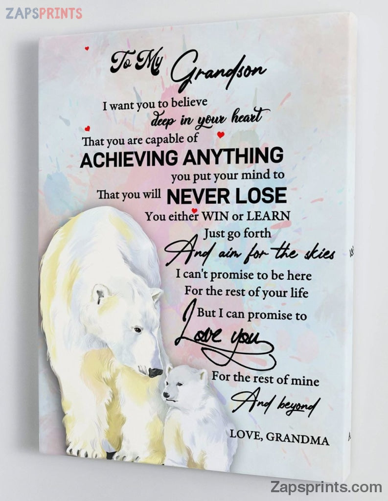 Grandchildren Canvas  – To My Grandson – From Grandma – Framed Canvas Gift Gms045 – Drandkids Canvas Artblankets.