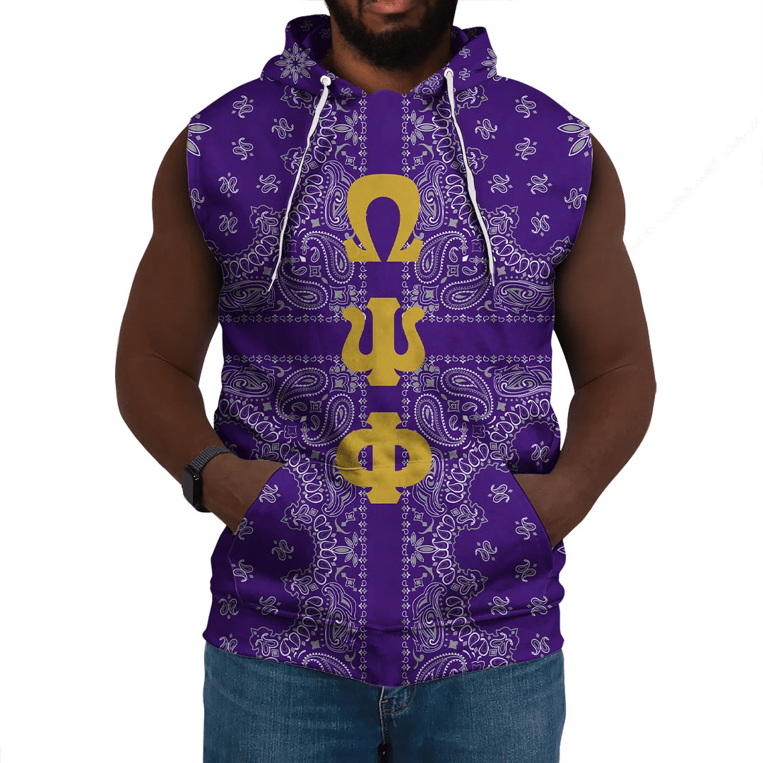 Wonderprint Hoodie Omega Psi Phi Paisley Style Sleeveless Hoodie Lt10