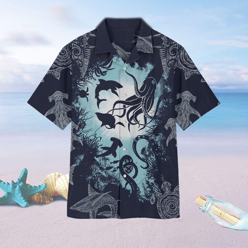 Ocean Life Unisex Hawaiian Shirt Beach Kraken Hawaiian Ha23067