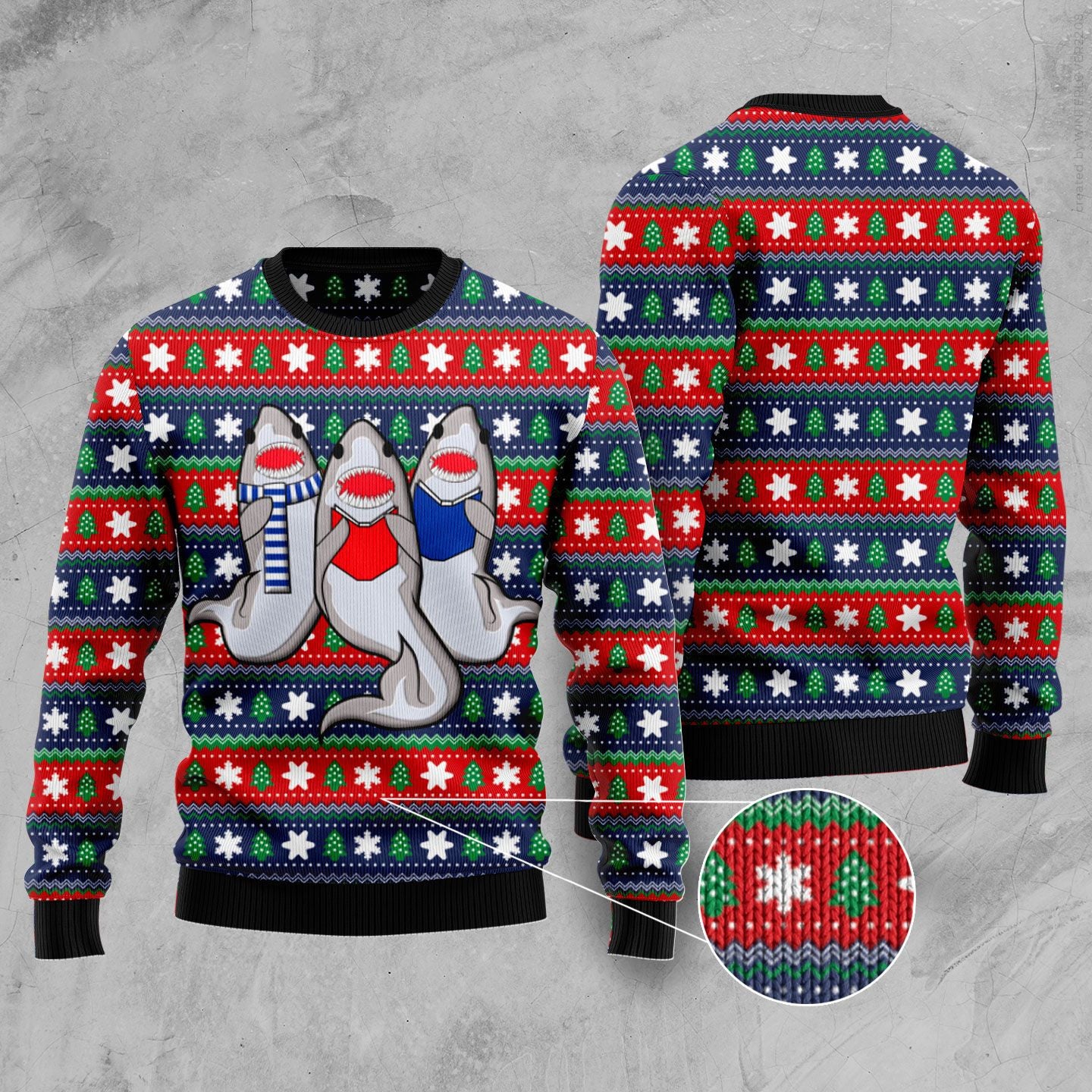 Carolling Sharks Ugly Christmas Sweater – Xmas Jumper Holiday Pullover