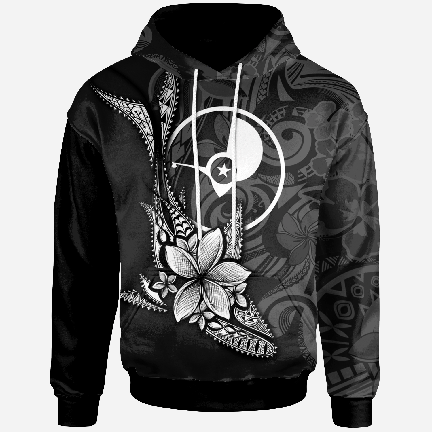 Yap State Hoodie – Fish With Plumeria Flowers Style – BN01