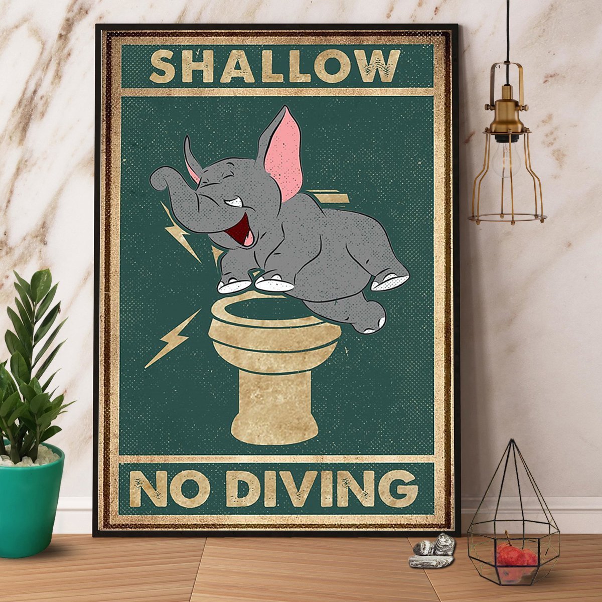 Funny Elephant Shallow No Diving Great Gift For Elephant Lover  Poster No Frame